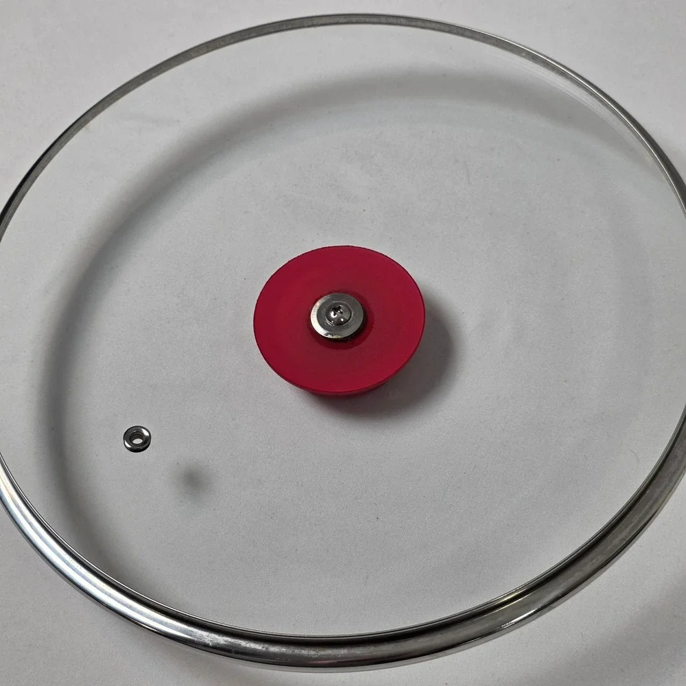 Safe-T-Grip Glass Replacement Lid 10.25in Clear Red Silicone Knob Vent Pot Pan